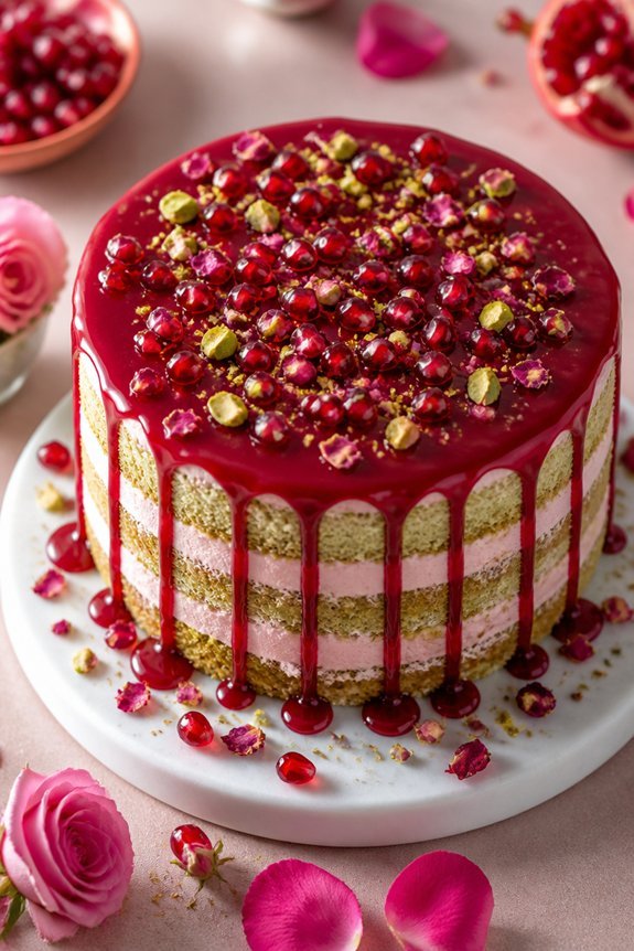 elegant pistachio rose cake
