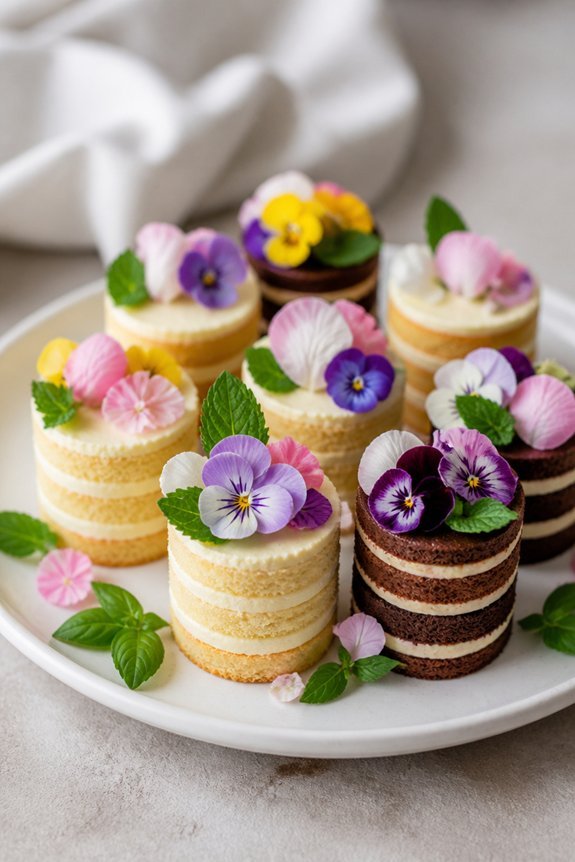 garden inspired naked mini cakes