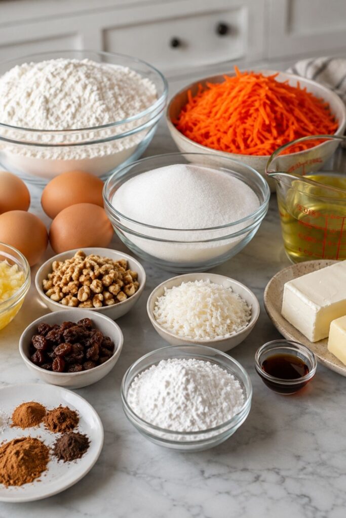 egg, carrot, baking ingredients