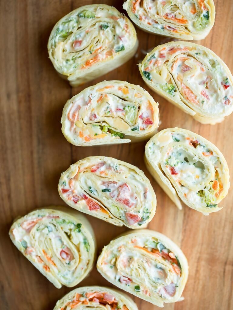 Cream Cheese Veggie Pinwheel Wraps