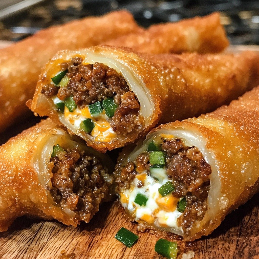 Crispy Beef and Cheese Egg Rolls