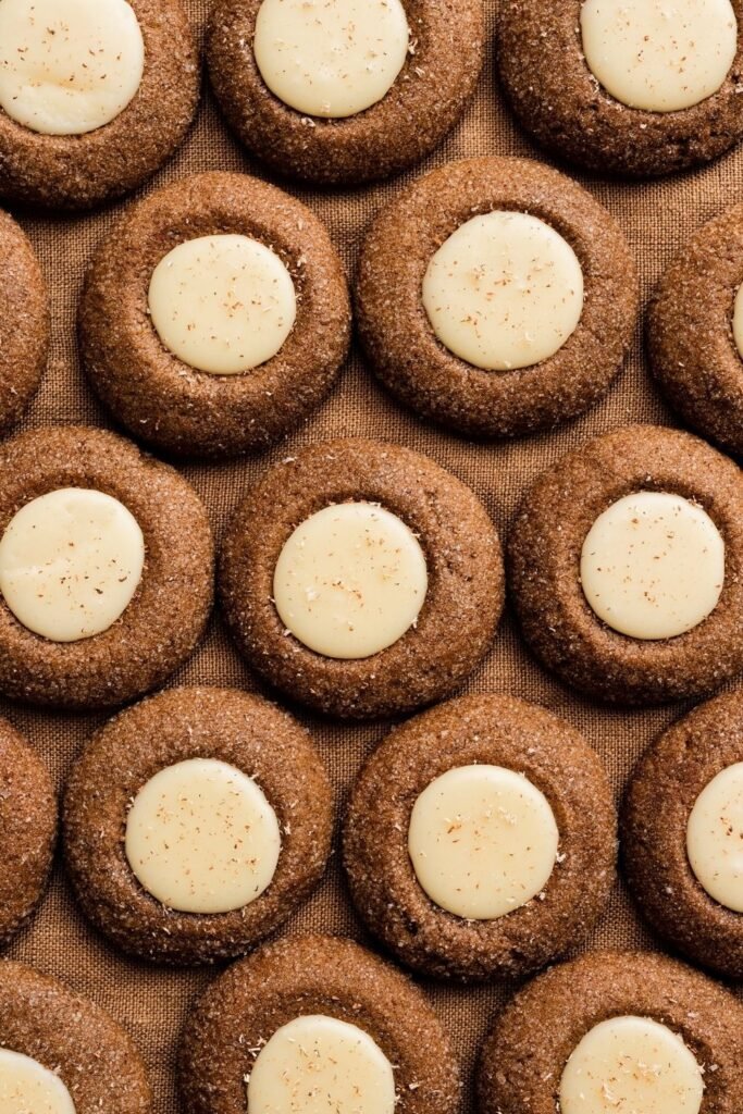 Ginger Molasses Thumbprints With Eggnog Filling