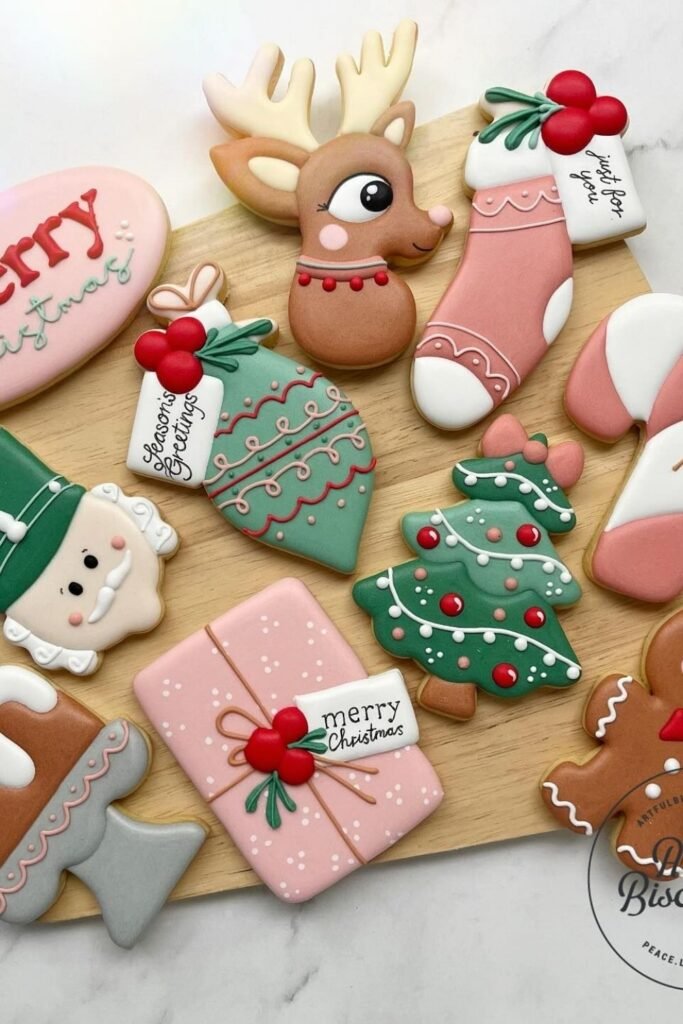 Pastel Christmas Cut-Out Cookies With Royal Icing