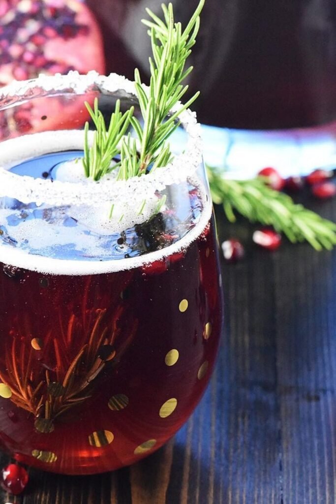 Pomegranate Rosemary Champagne Christmas Punch