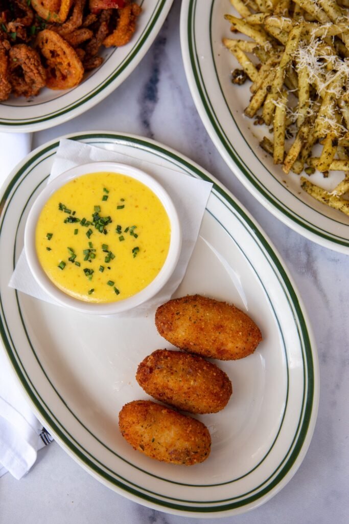 Potato Croquettes With Warm Cheese Dip